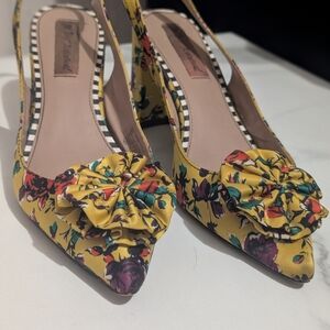 Betsey Johnson Yellow Floral Heels